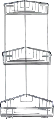 Полка для душа Savol S-002832-3 угловая, подвесная, хром, с крючками