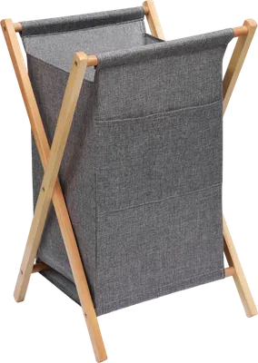 Корзина для белья Wasserkraft Nau WB-772-L 111, 9 л, напольная, серая, квадратная, текстиль, дерево