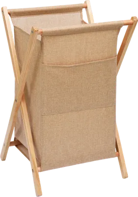 Корзина для белья Wasserkraft Nau WB-771-L 111, 9 л, напольная, бежевая, квадратная, текстиль, дерево