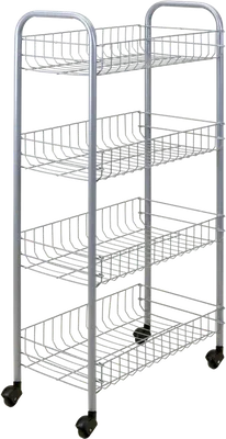 Этажерка для ванной Metaltex Pisa 34.06.34 напольная, матовая серая, с колесиками