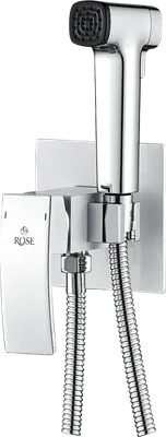 Гигиенический душ Rose R1505F-2 со смесителем, С ВНУТРЕННЕЙ ЧАСТЬЮ, белый,хром