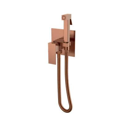 Гигиенический душ Boheme Qubic 477-CB со смесителем, С ВНУТРЕННЕЙ ЧАСТЬЮ, copper brushed